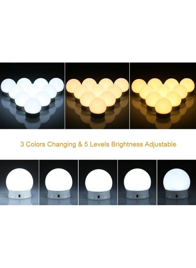 10-Piece LED Vanity Dimmable Mirror Light Kit White 20x14x5.7cm