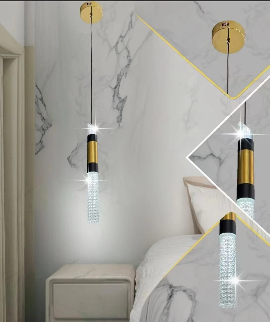 Acrylic LED Pendant Gold Black Code101
