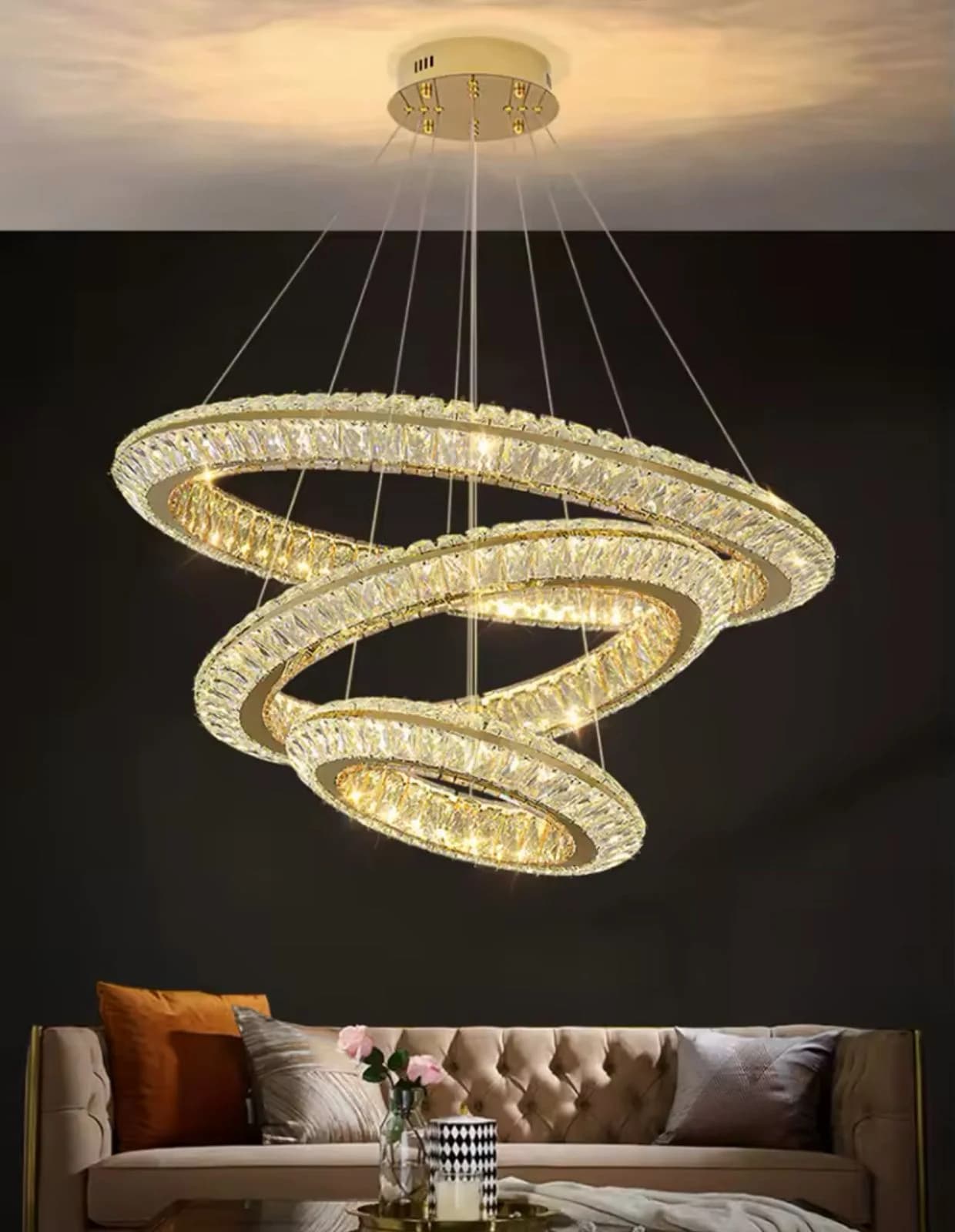 Round Stainless Steel Crystal Chandelier Code380