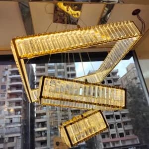 Square 3-storey crystal chandelier code 277