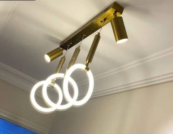 Triple LED chandelier - shiny gold - code426