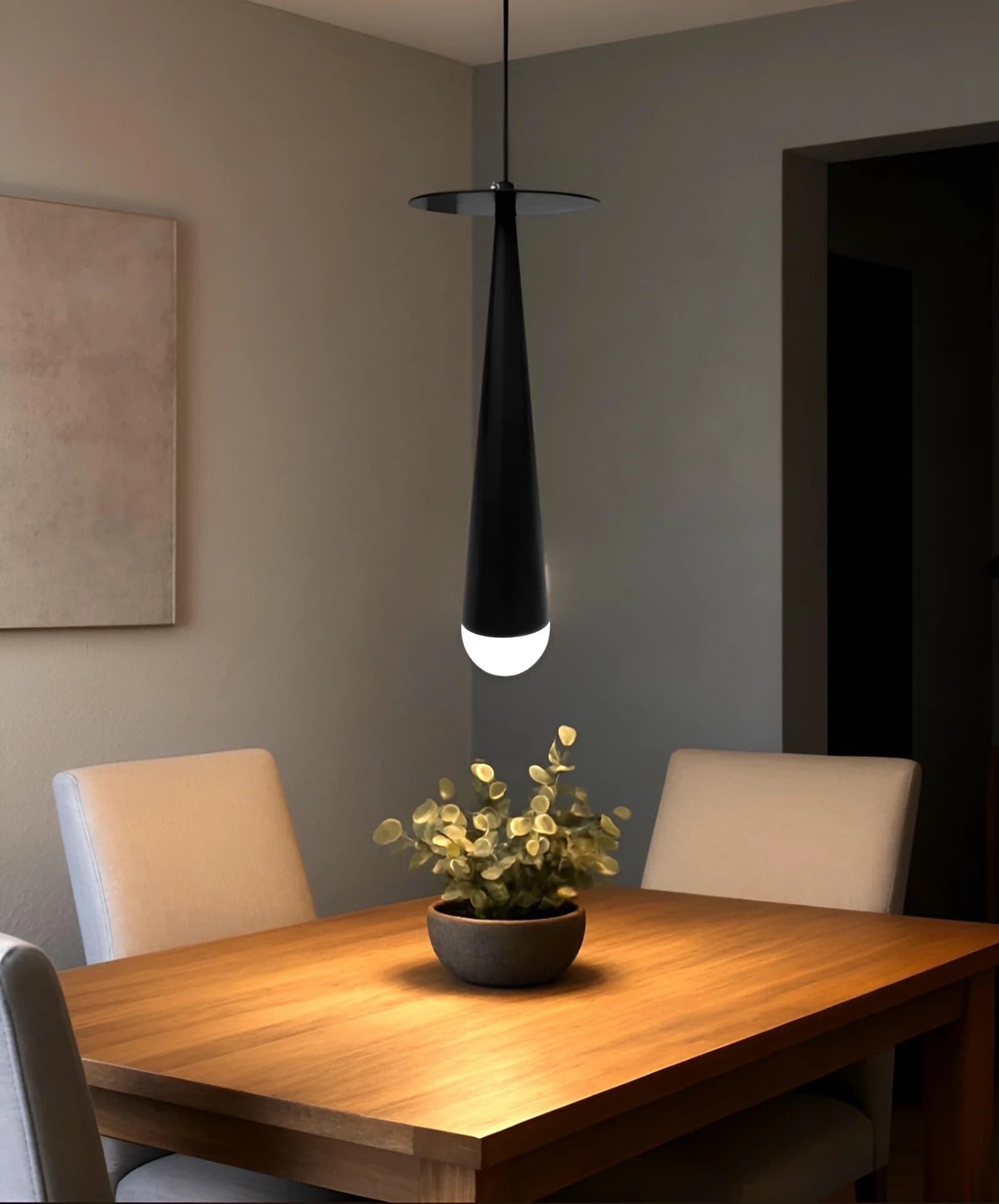 Black cylinder LED pendant - code684