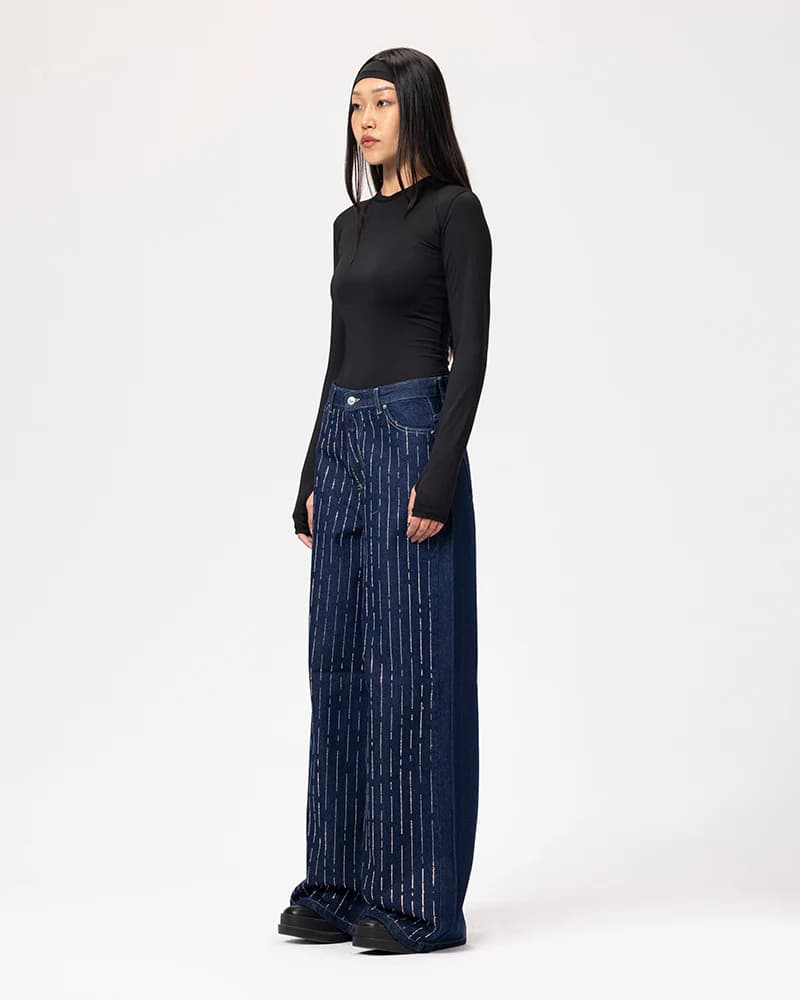 Royal Blue Strass Denim Pants
