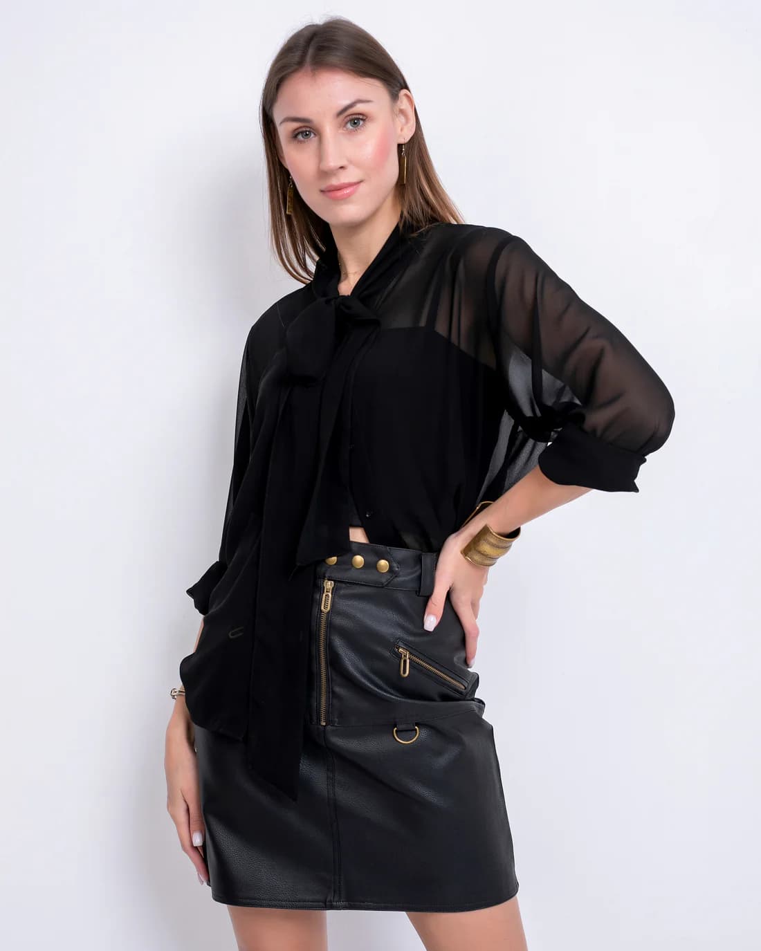 BLACK CHIFFON BLOUSE