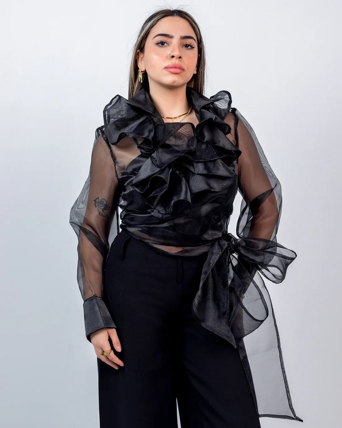 BLACK ORGANZA BLOUSE