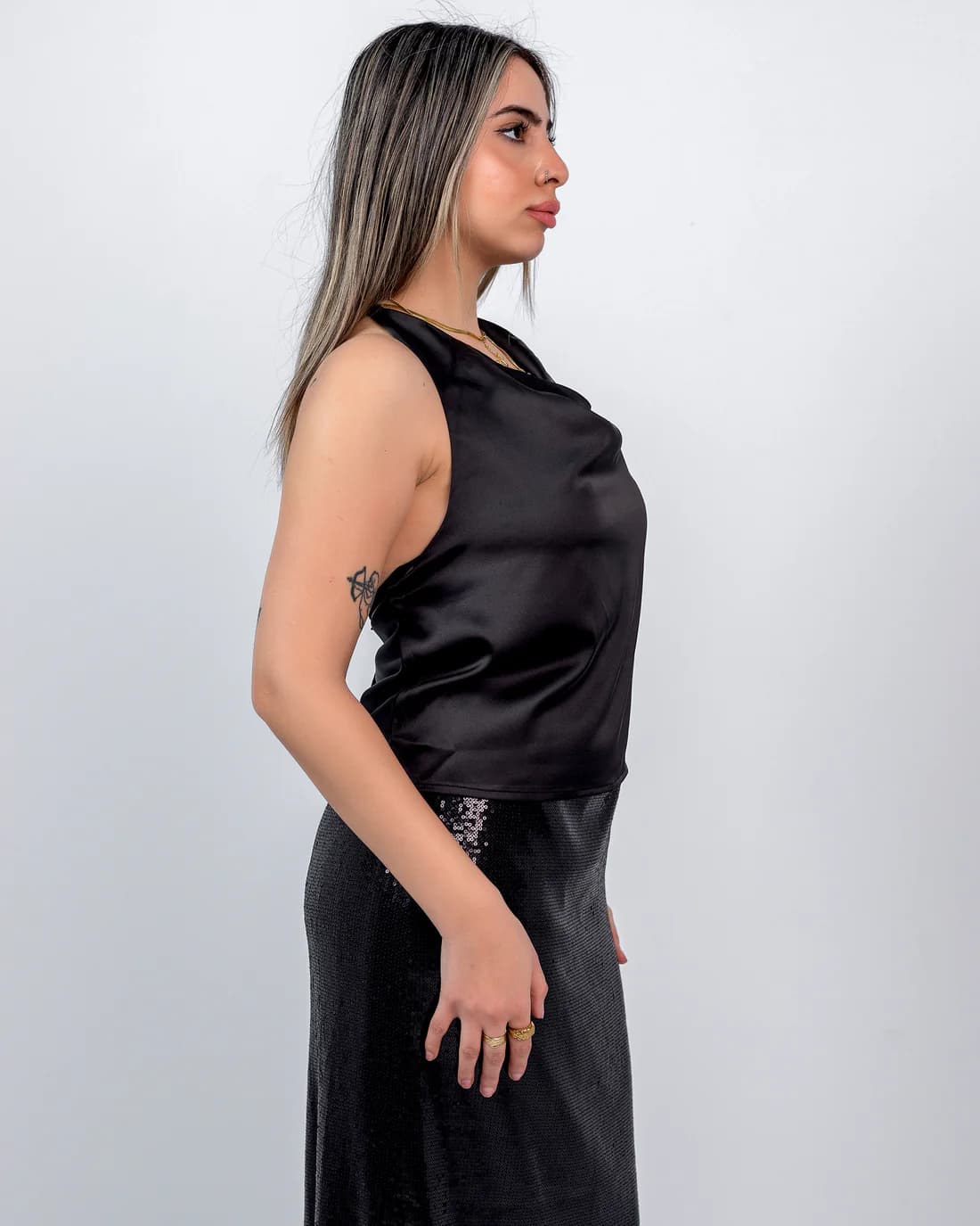 SATIN HALTER TOP