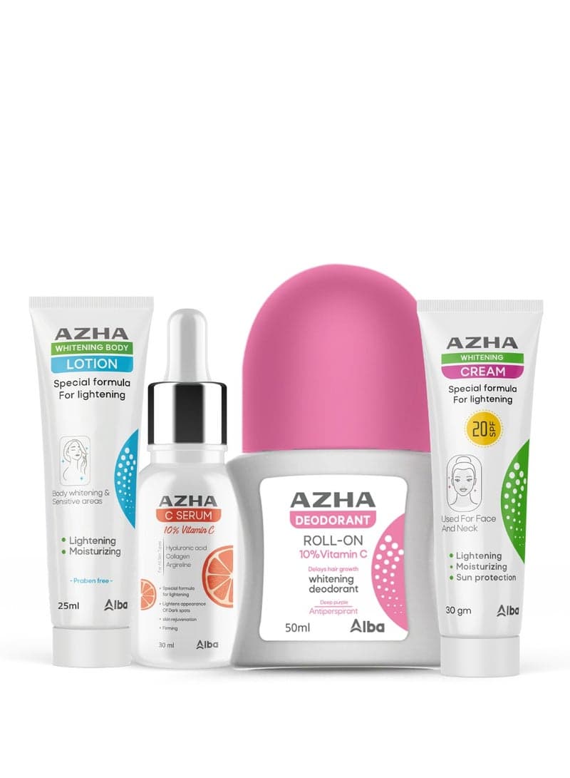 Azha C Serum 30ml Azha Roll On 60ml Azha Cream 30gm Azha Body Lotion 25ml - Pack
