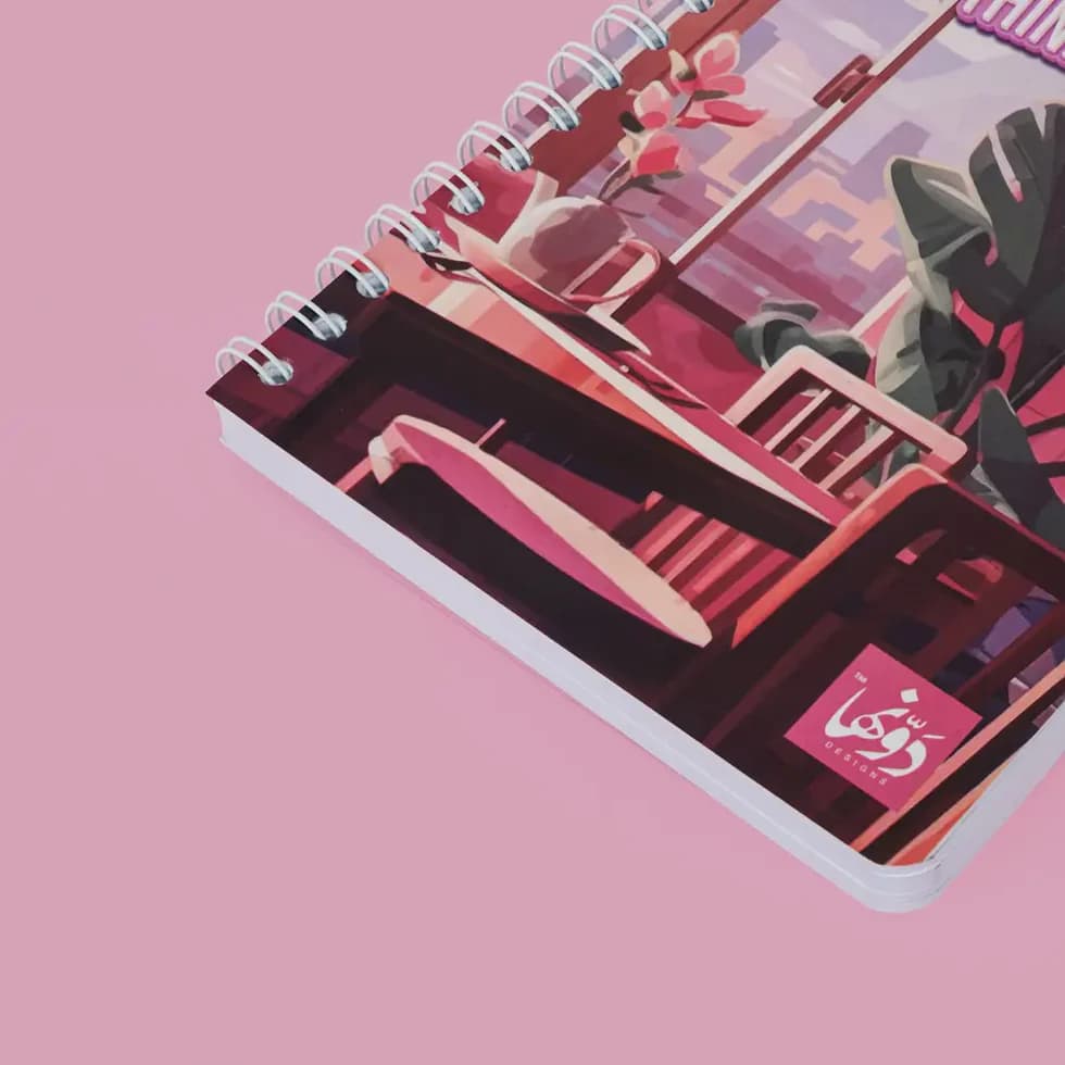 Pinky Cafe Vibes Safezone Notebook Wired/Hardvover