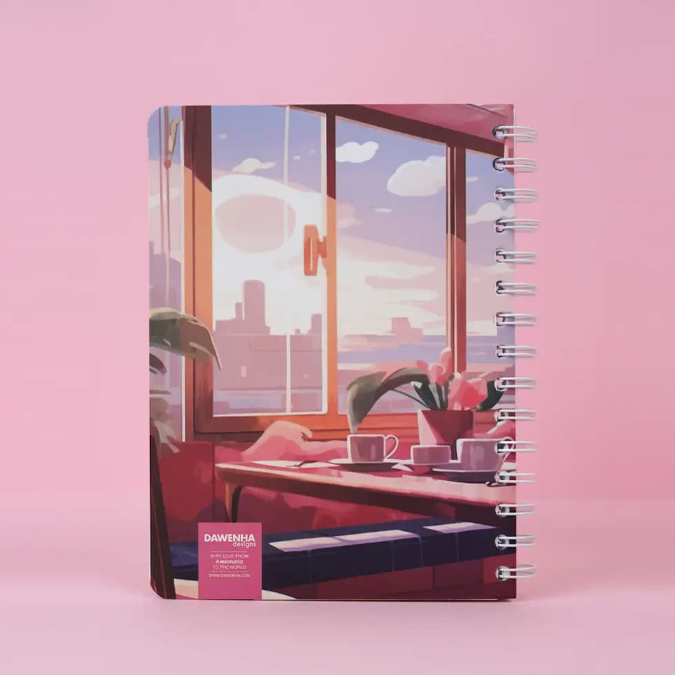 Pinky Cafe Vibes Safezone Notebook Wired/Hardvover