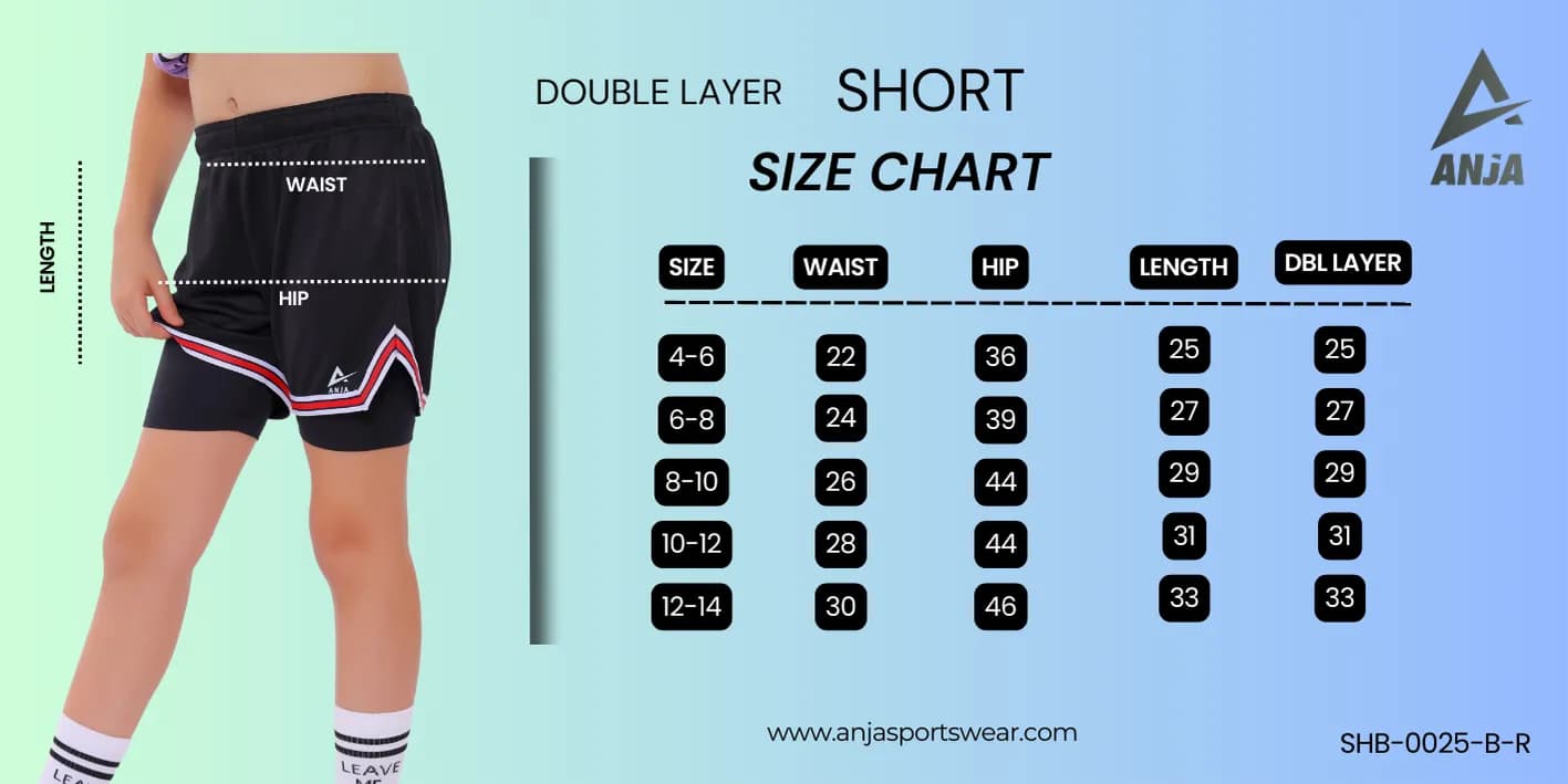 Boys Black and Red Double-Layer Basketball Shorts Breathable Fabric