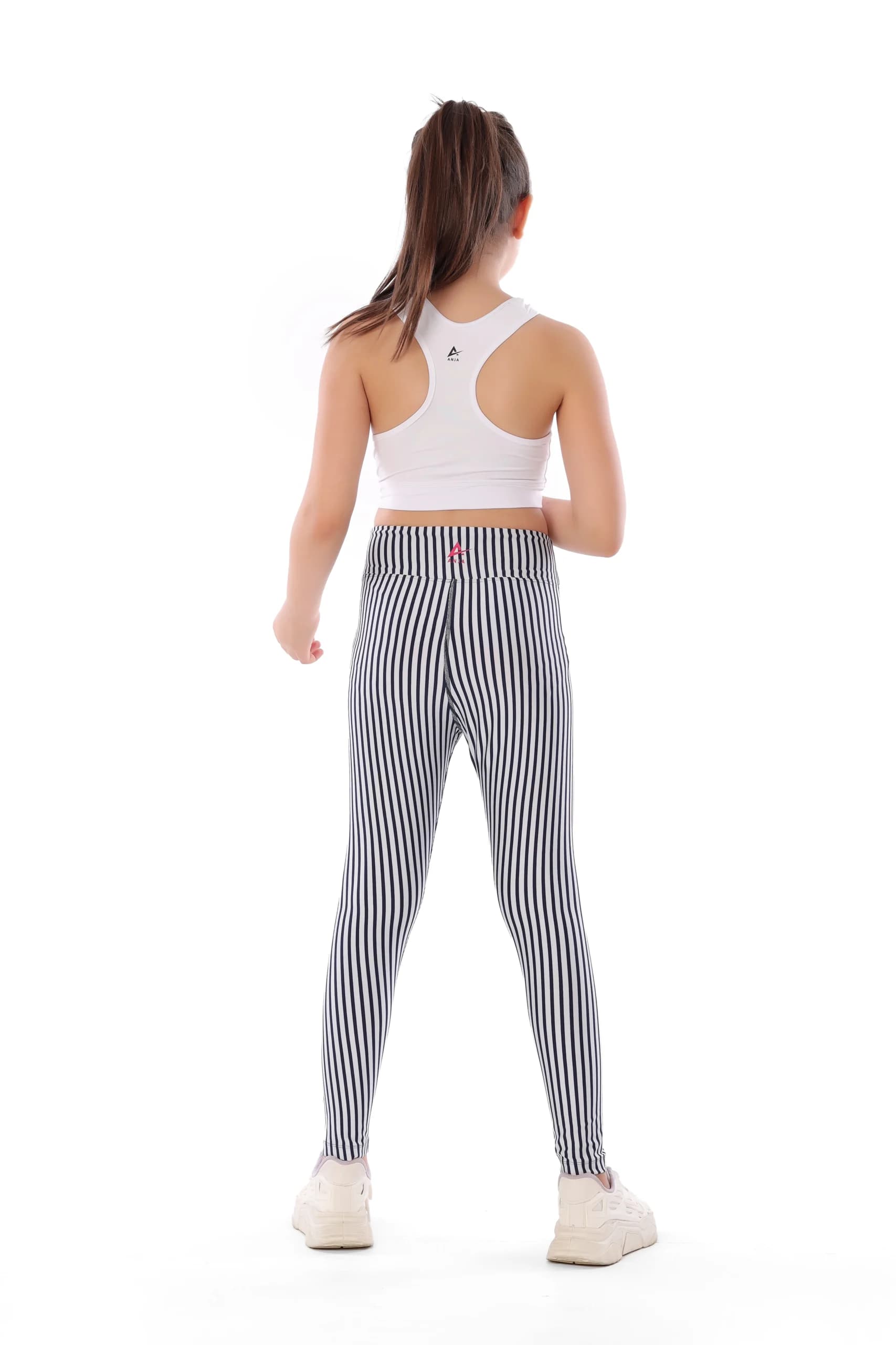 Girls Black and White Gym Leggings