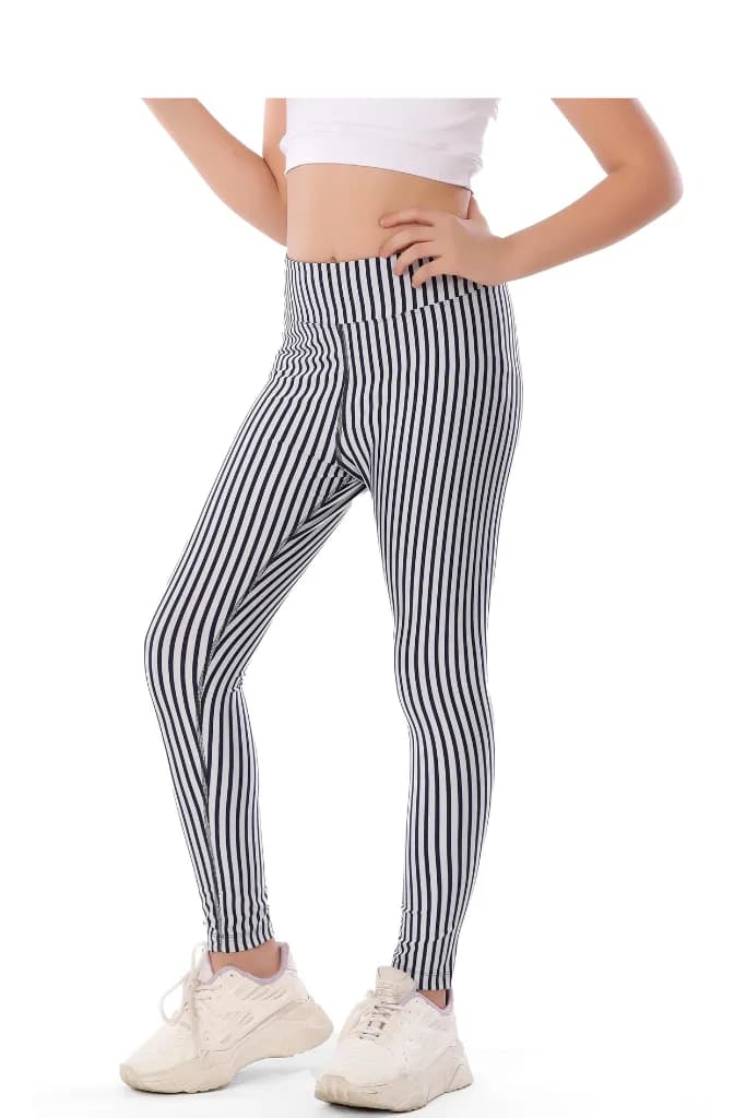 Girls Black and White Gym Leggings