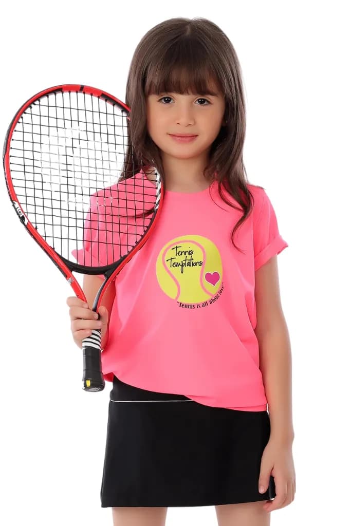 Girls Pink Half Sleeve Tennis T-Shirt Breathable Fabric