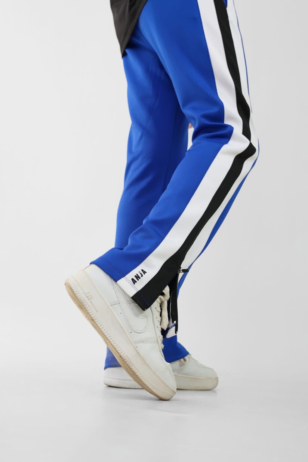 Boys Blue Track Pants Side Stripe Athletic Joggers with Zipper Hem