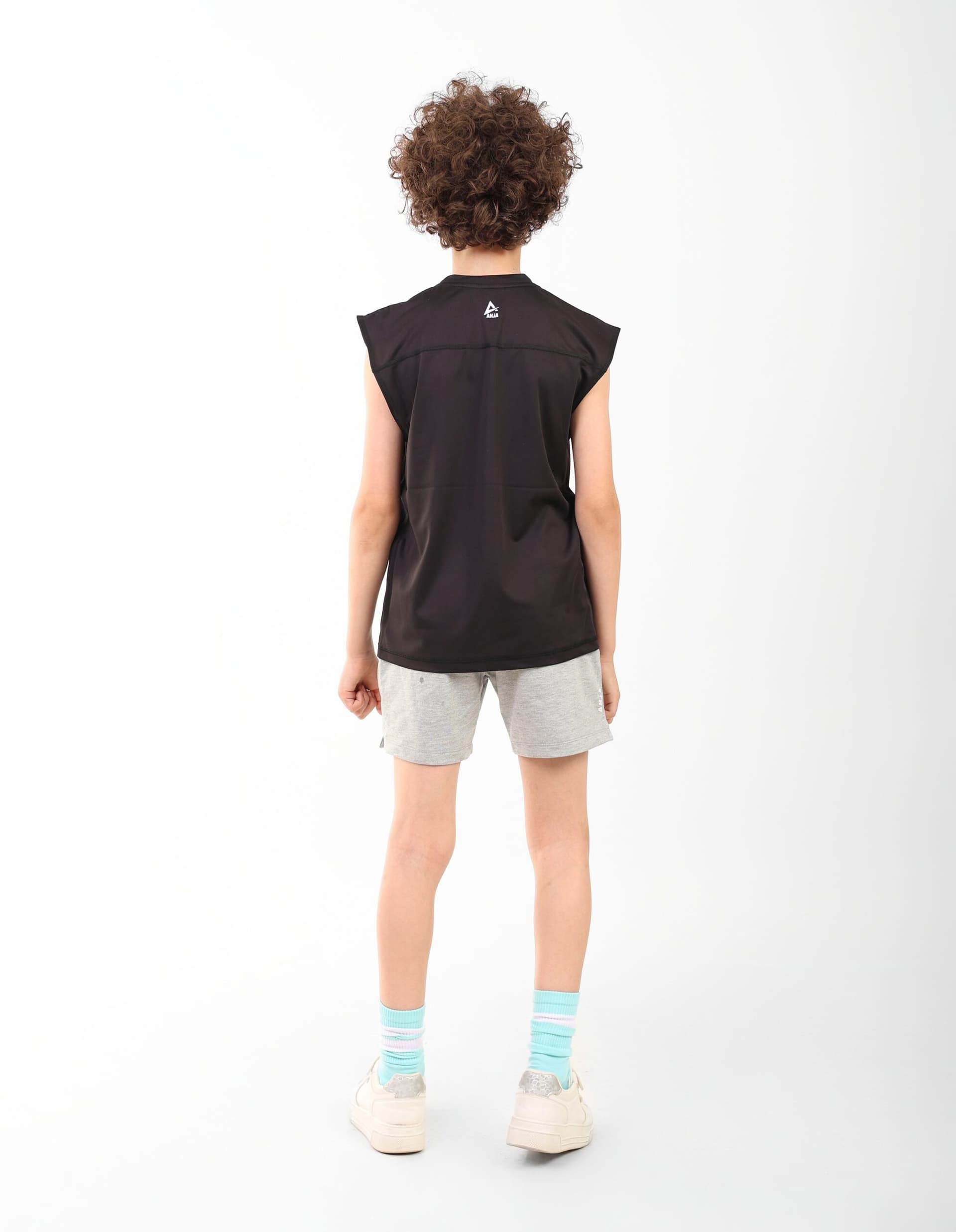 Boys black cap sleeve Sports T-Shirt Athletic Top and black