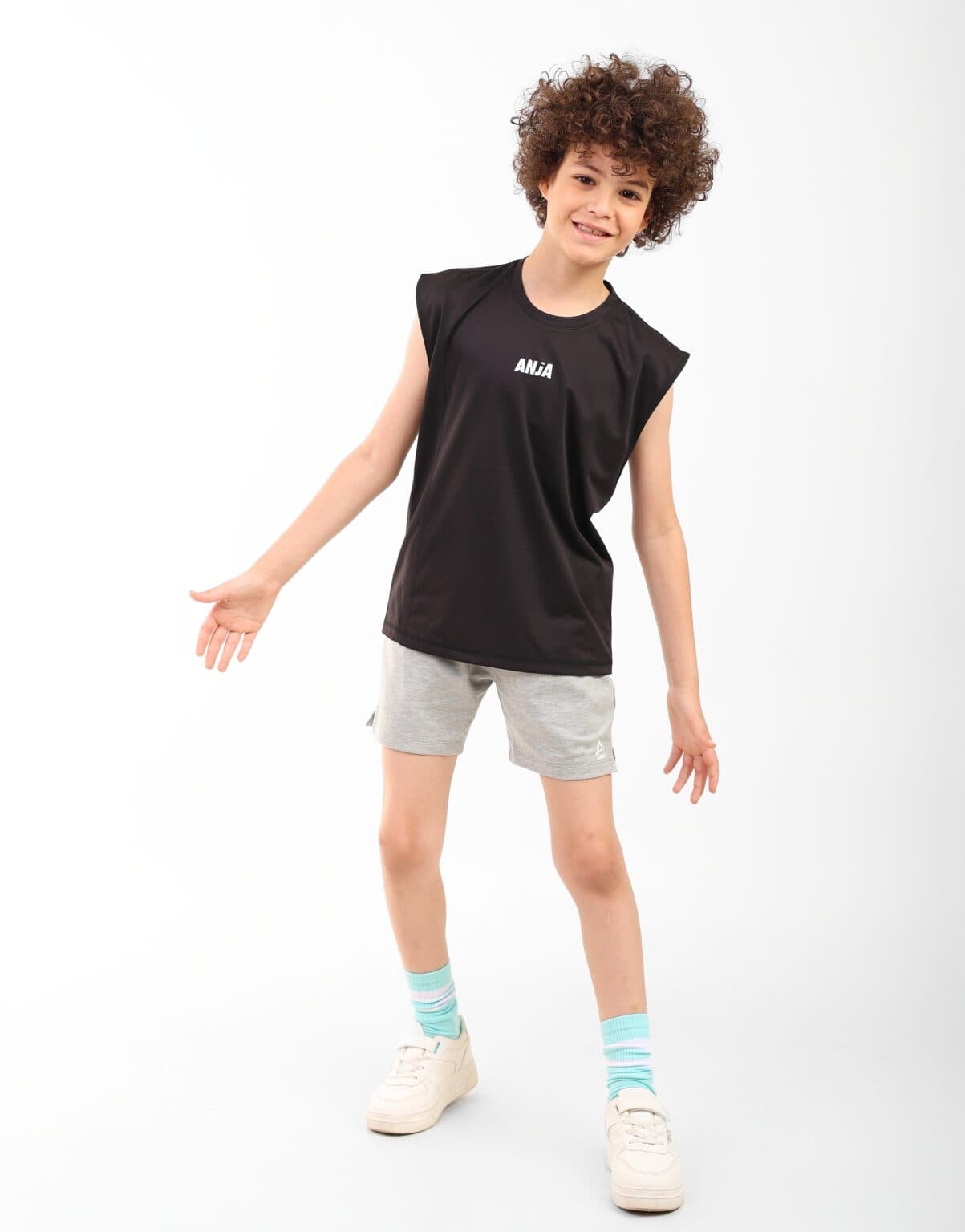 Boys black cap sleeve Sports T-Shirt Athletic Top and black