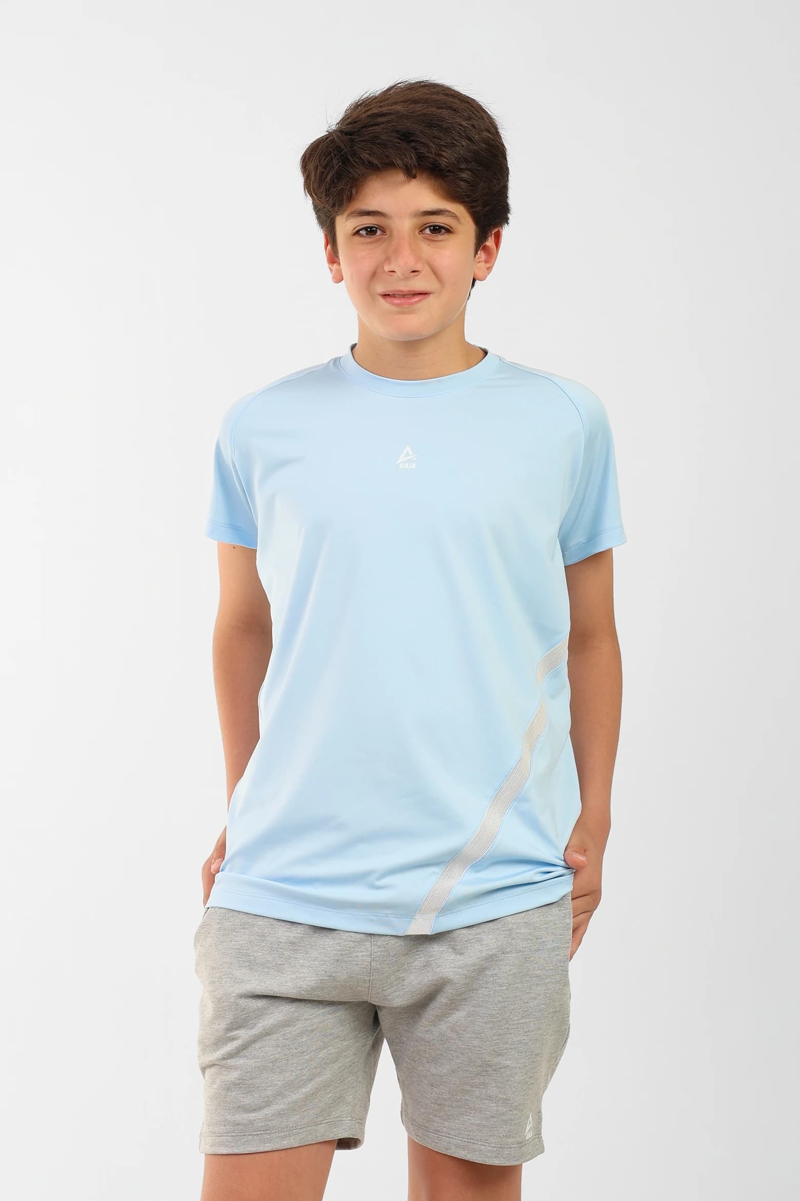 Boys Light Blue Performance T-Shirt Short Sleeve Sporty Top