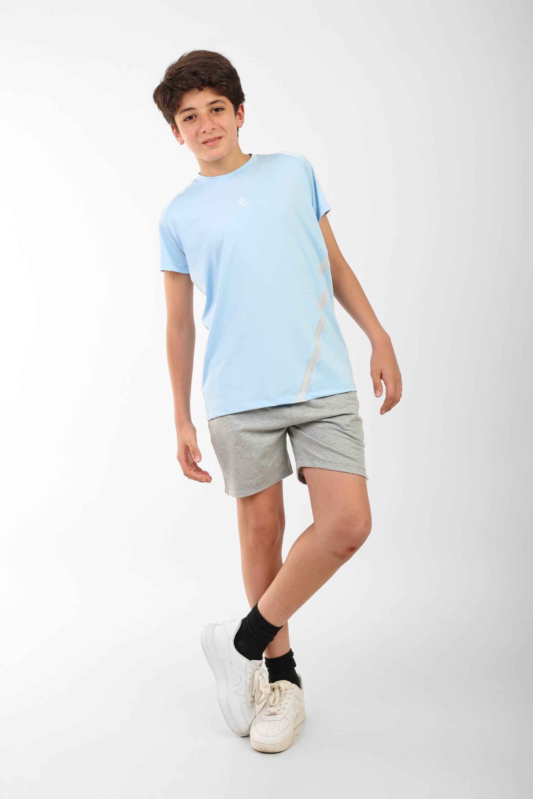 Boys Light Blue Performance T-Shirt Short Sleeve Sporty Top