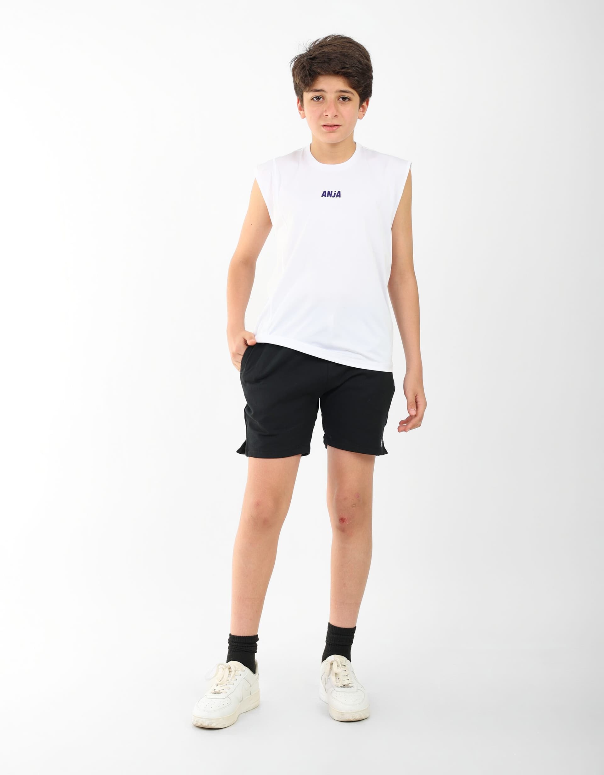 Boys White cap sleeve Sports T-Shirt Athletic Top
