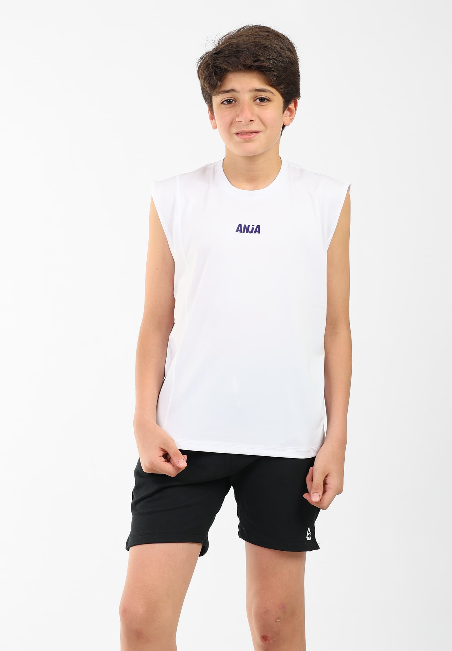 Boys White cap sleeve Sports T-Shirt Athletic Top