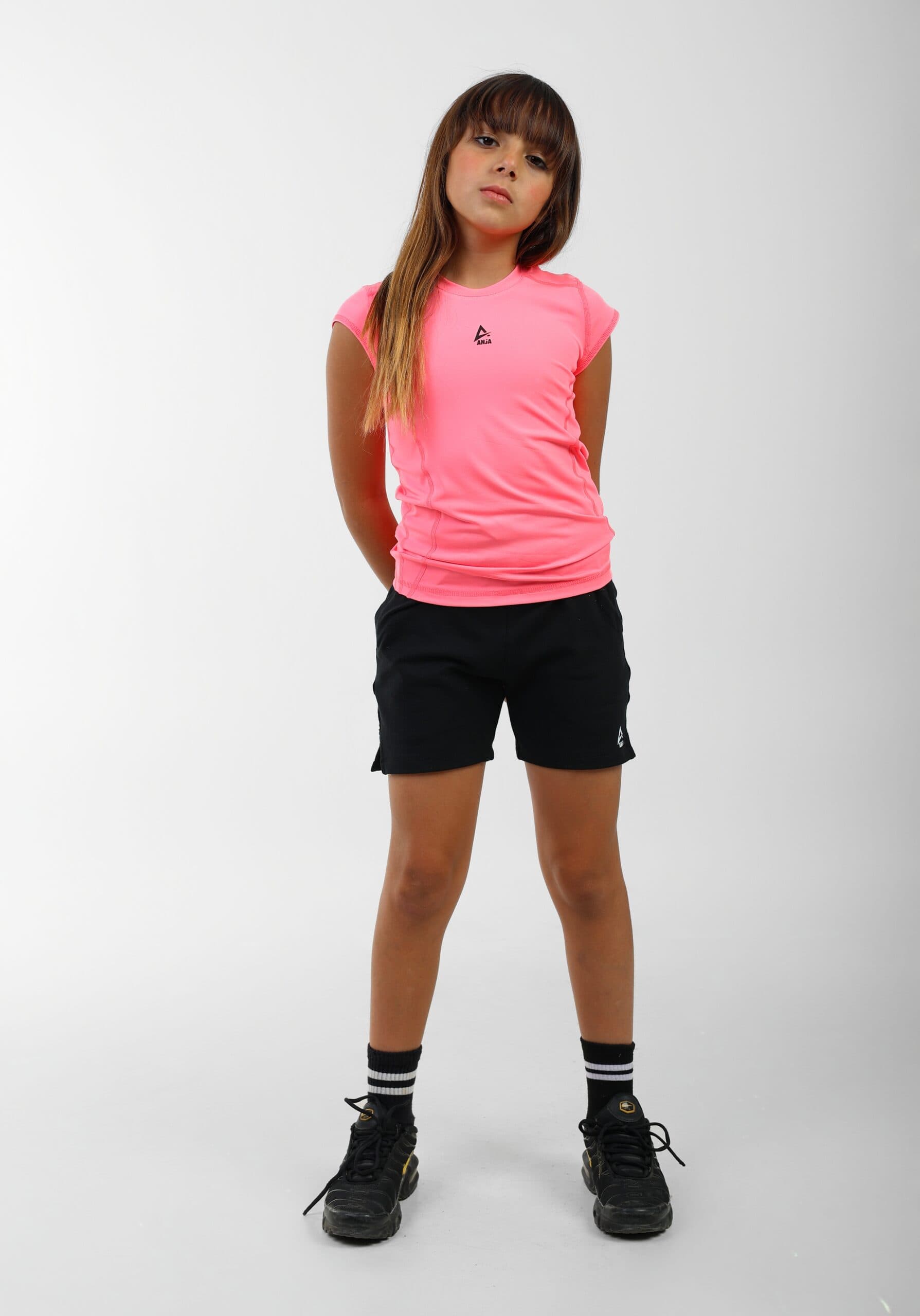 Girls Black Drawstring Shorts Soft Cotton Athletic Fit
