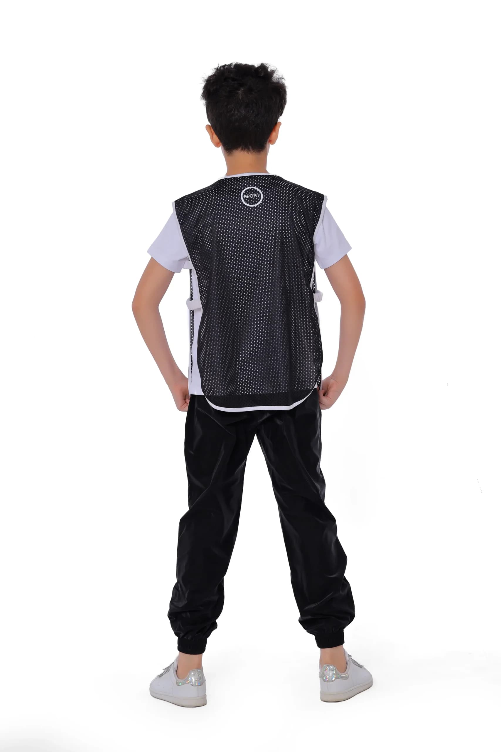 Boys Black Football Vest Versatile Sportswear