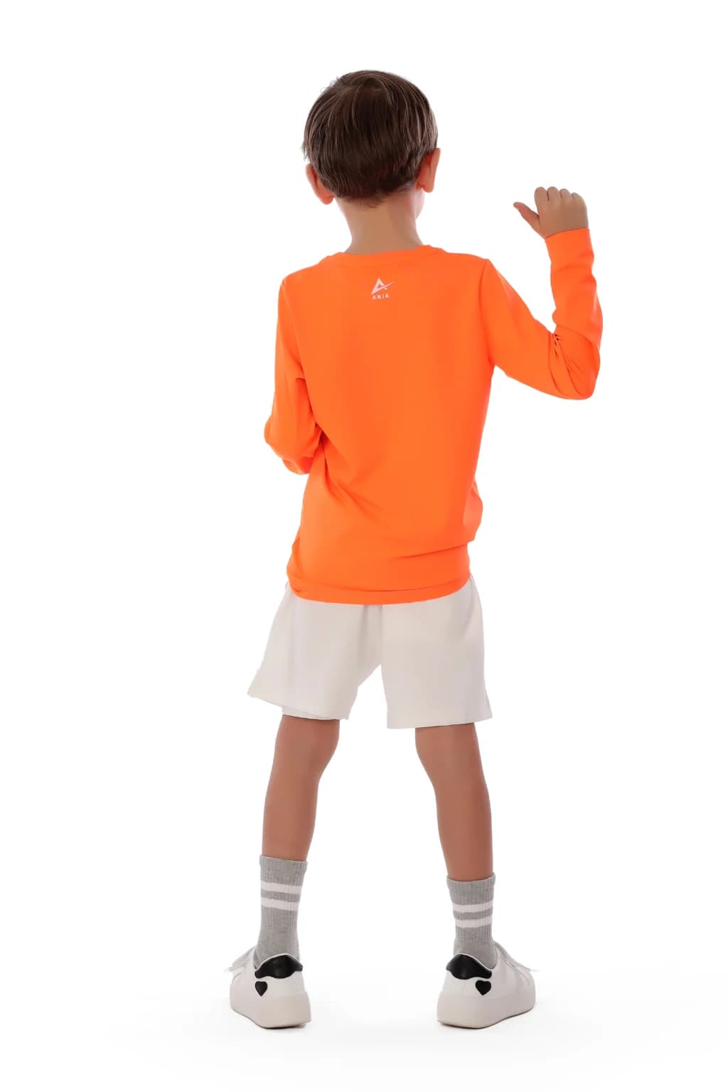 Boys Orange Long Sleeve Tennis T-Shirt Breathable Fabric