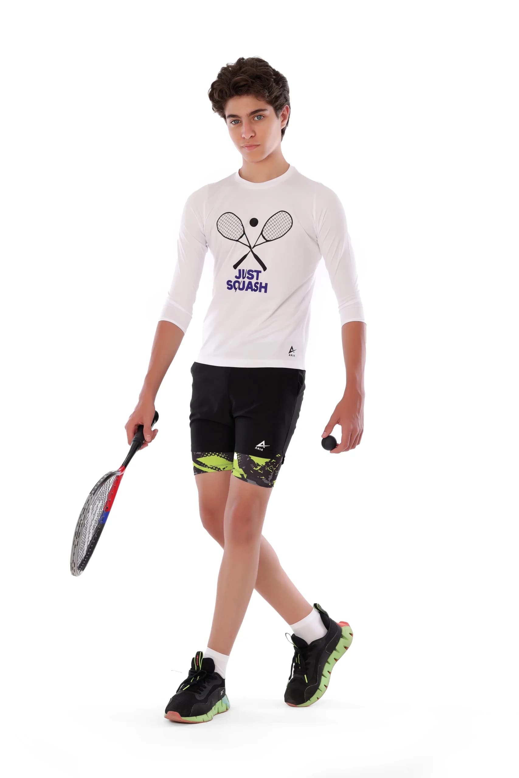 Boys White Long Sleeve Squash T-Shirt Breathable Fabric