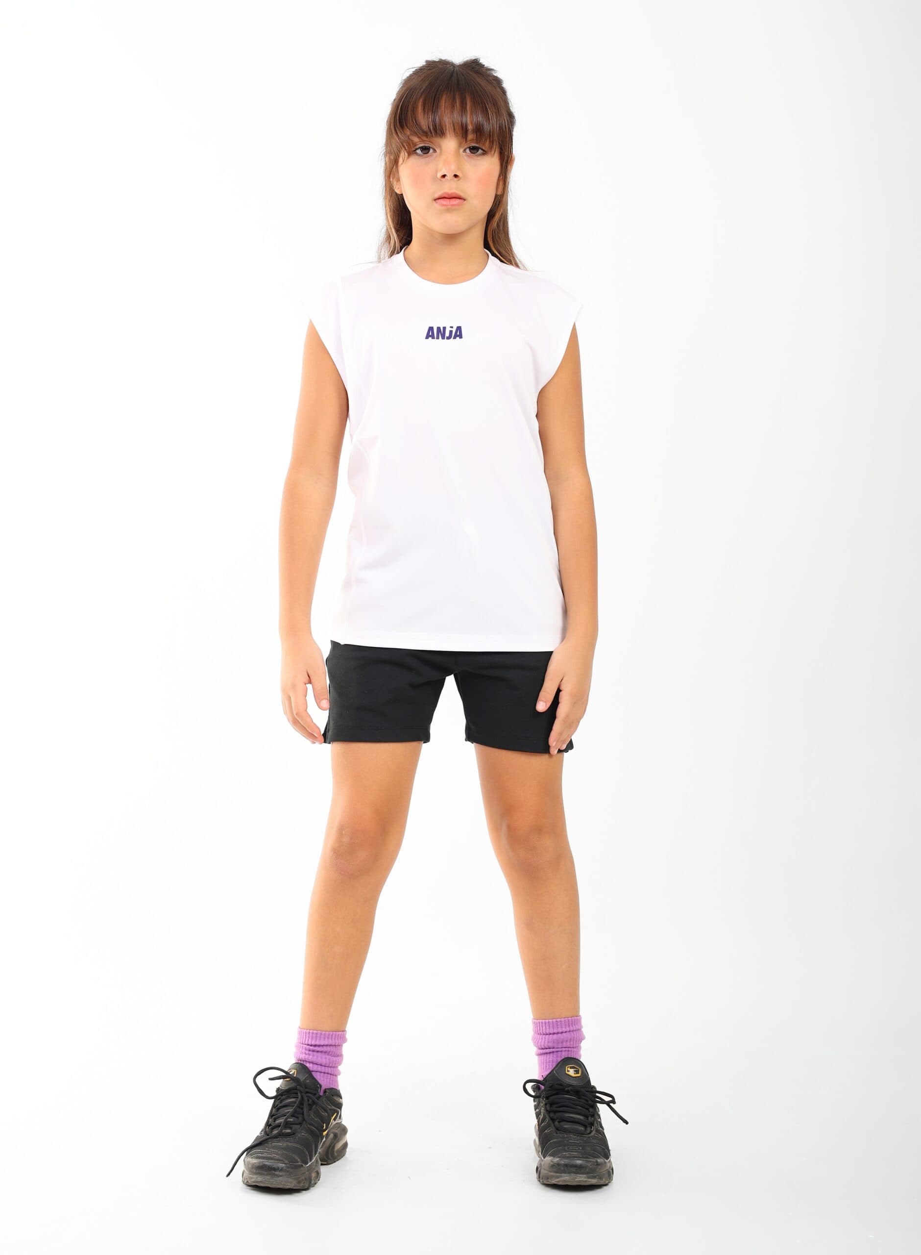 Girls White cap sleeve Sports T-Shirt Athletic Top