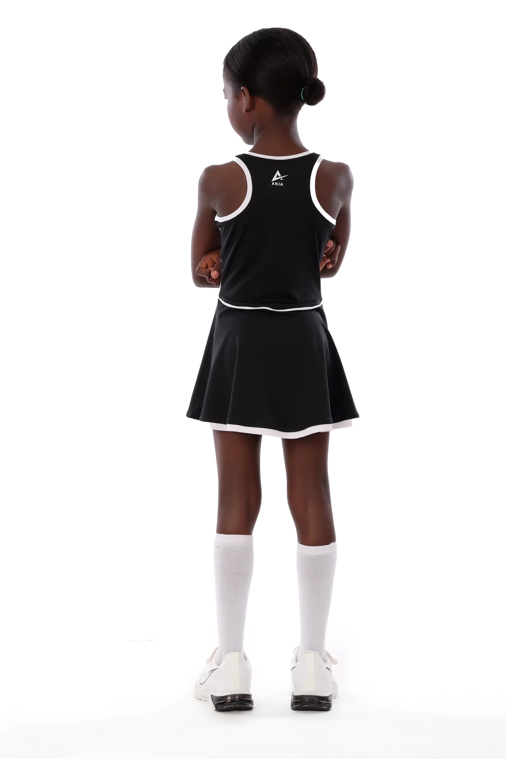 Girls Black and White Sport Dress with Skirt Breathable