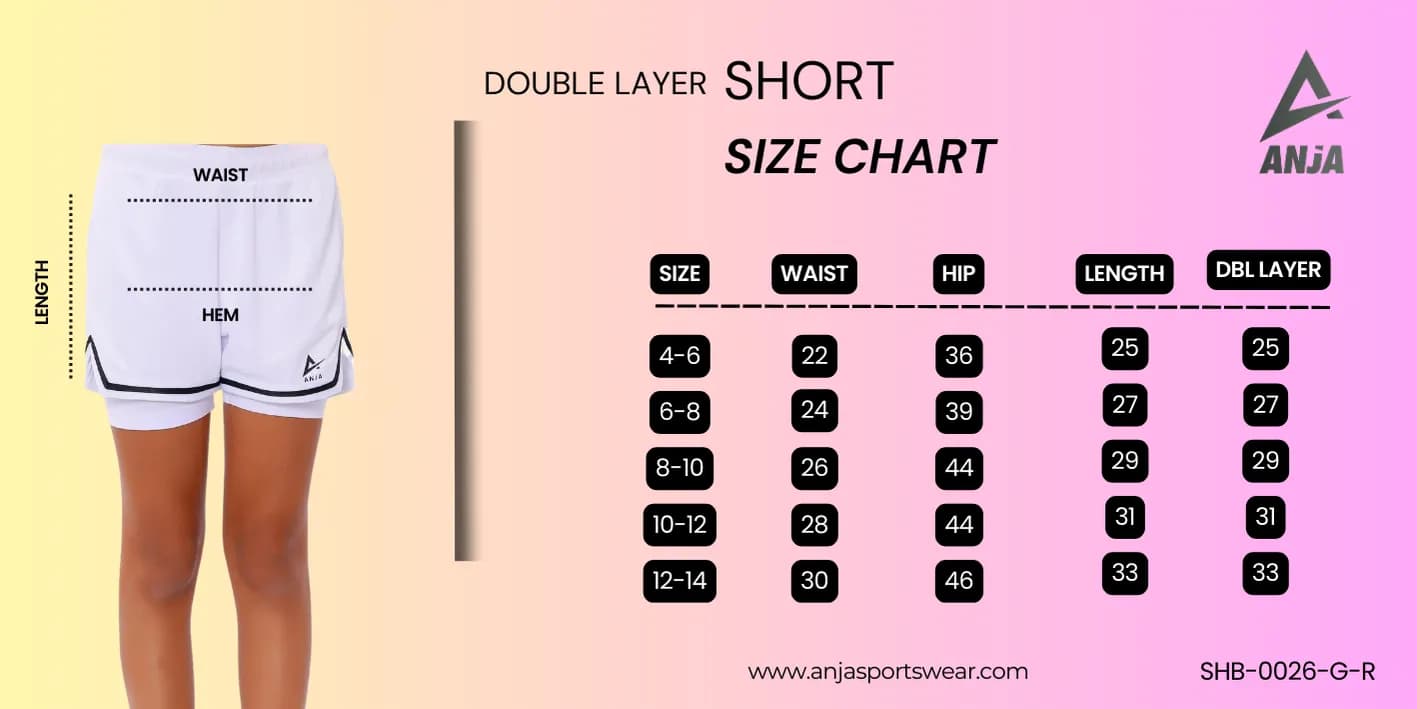 Girls White and Black Double-Layer Basketball Shorts Breathable Fabric