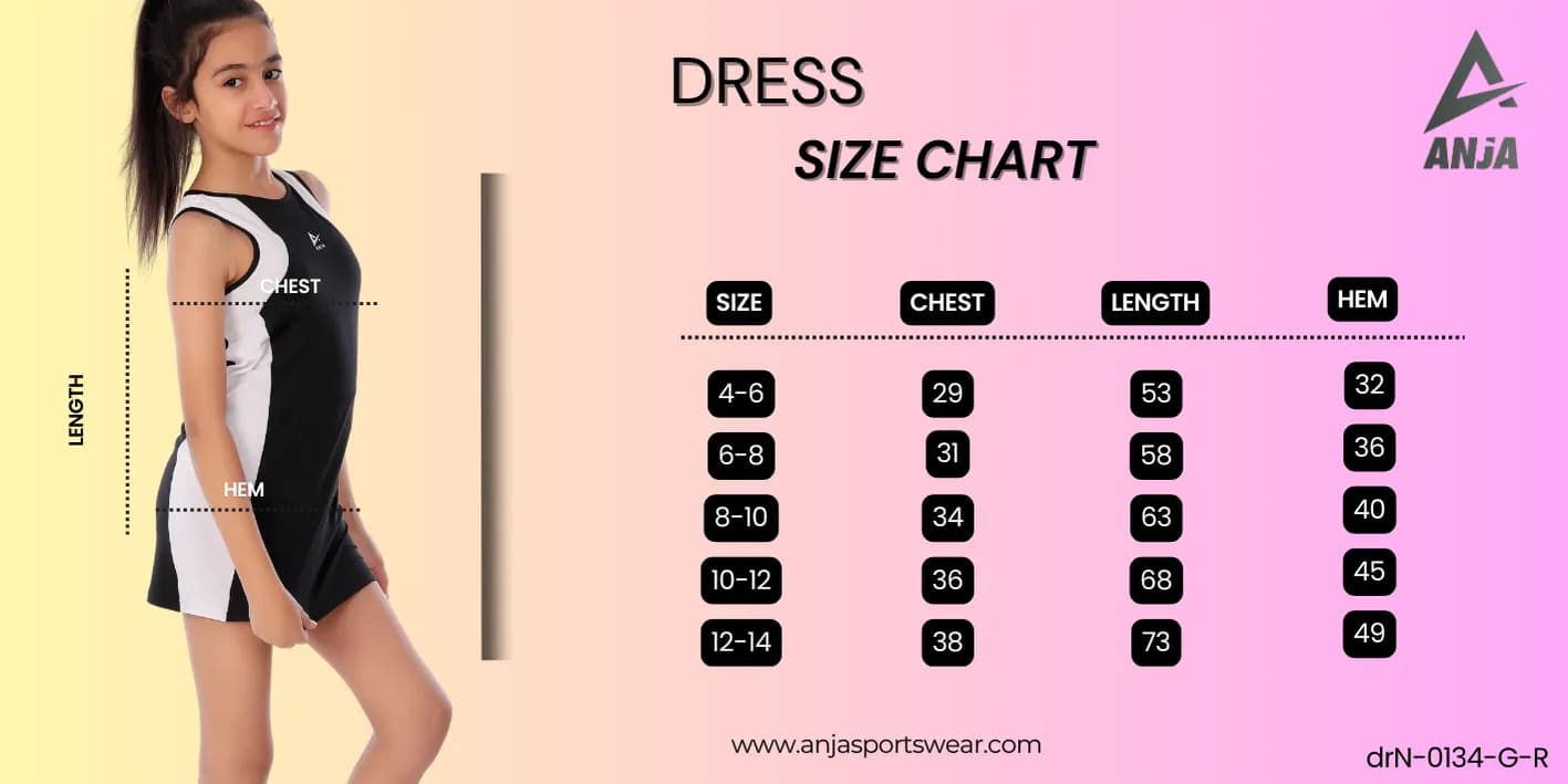 Girls Black and White Sport Dress with Skirt Breathable