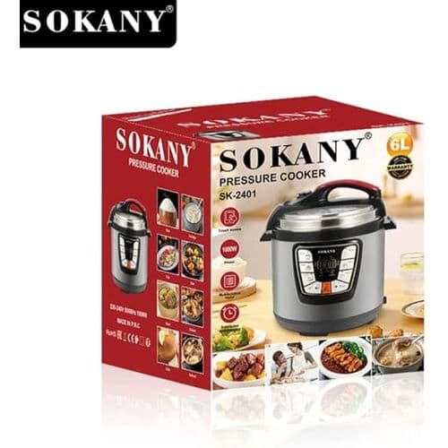 Sokany Multi Function Pressure Cooker, 6 Liters, 1000Watt, Silver - Sk-2401