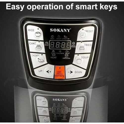 Sokany Multi Function Pressure Cooker, 6 Liters, 1000Watt, Silver - Sk-2401