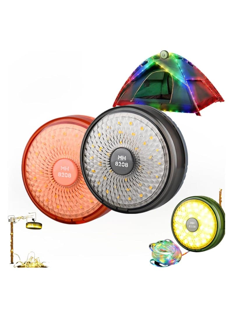 2 in 1 Camping String Lights Outdoor Lights with 8 Lighting Modes RGB USB Chargi