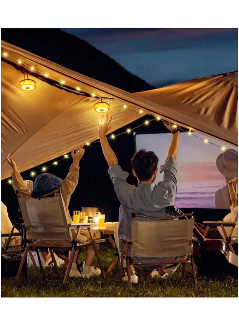 2 in 1 Camping String Lights Outdoor Lights with 8 Lighting Modes RGB USB Chargi