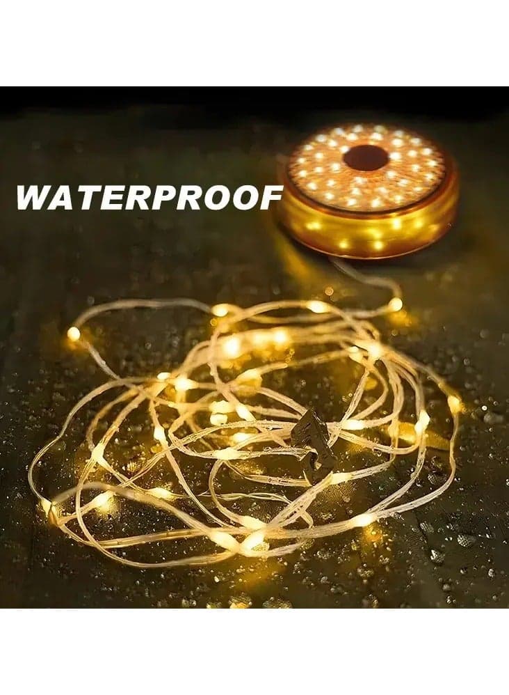 2 in 1 Camping String Lights Outdoor Lights with 8 Lighting Modes RGB USB Chargi
