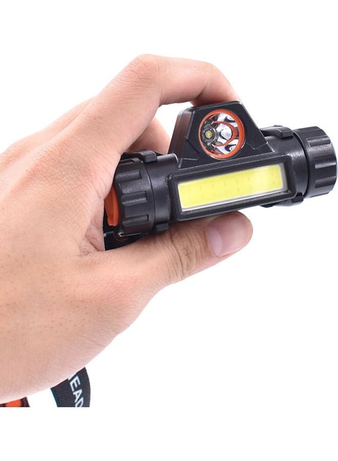 Mini USB Rechargeable COB LED Headlamp Black 9.00x6.50x6.50cm