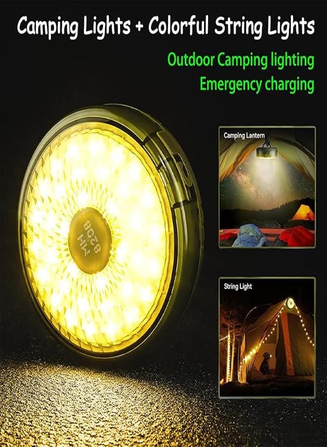 LED String Lights, USB Rechargeable Camping Lantern, 2-in-1 Portable Outdoor Lig