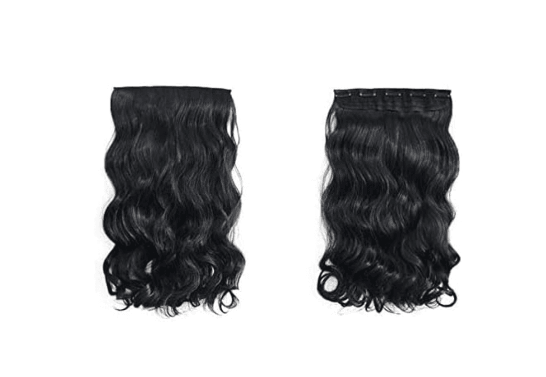 elegant fluffy big wavy heat resistant synthetic long curly Hair Extension Black