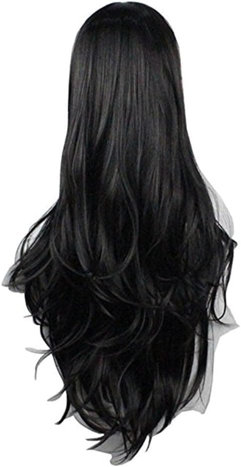 Long Wavy Synthetic Wigs for Women Halloween Cosplay Black Wig