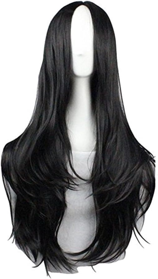 Long Wavy Synthetic Wigs for Women Halloween Cosplay Black Wig