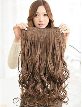 Wavy Hair Extension 5 Clips Brown