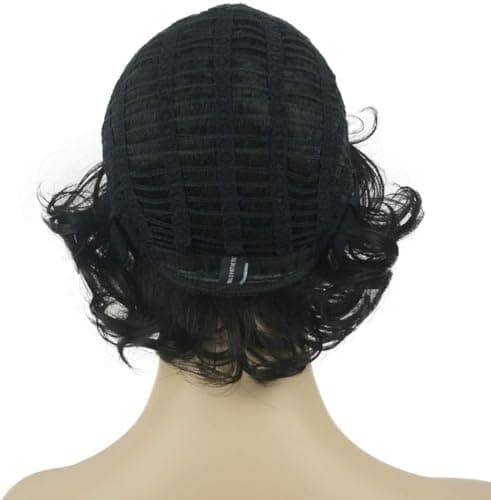 Short Curly Wig Full Synthetic Wigs for Women Dark Brown