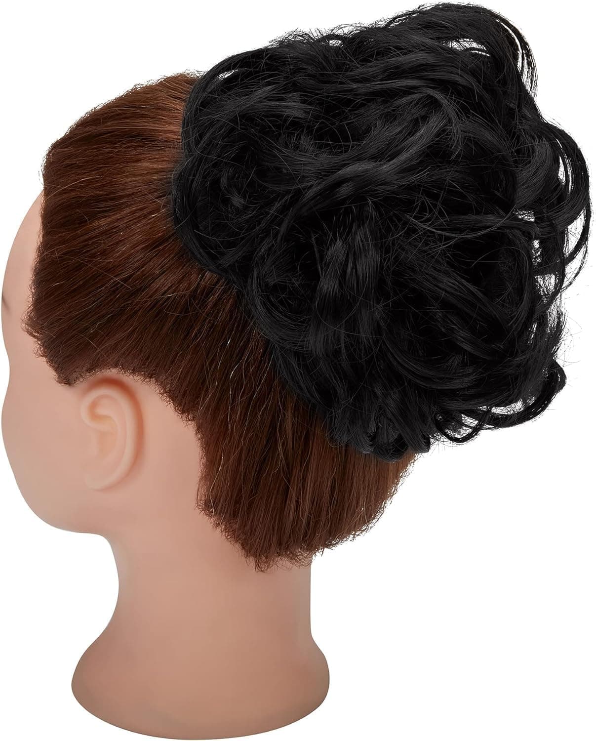 1 Piece Scrunchie Hair Extension for Curly Wavy Hair Scrunchies Updo Natural Bla