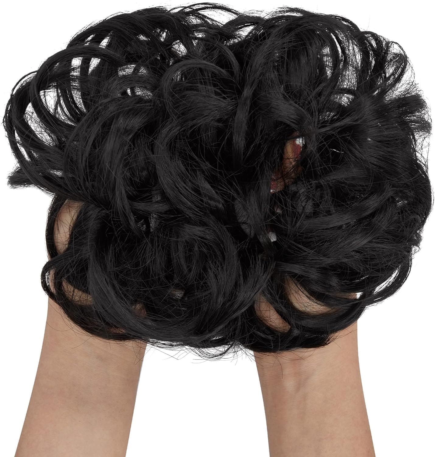 1 Piece Scrunchie Hair Extension for Curly Wavy Hair Scrunchies Updo Natural Bla