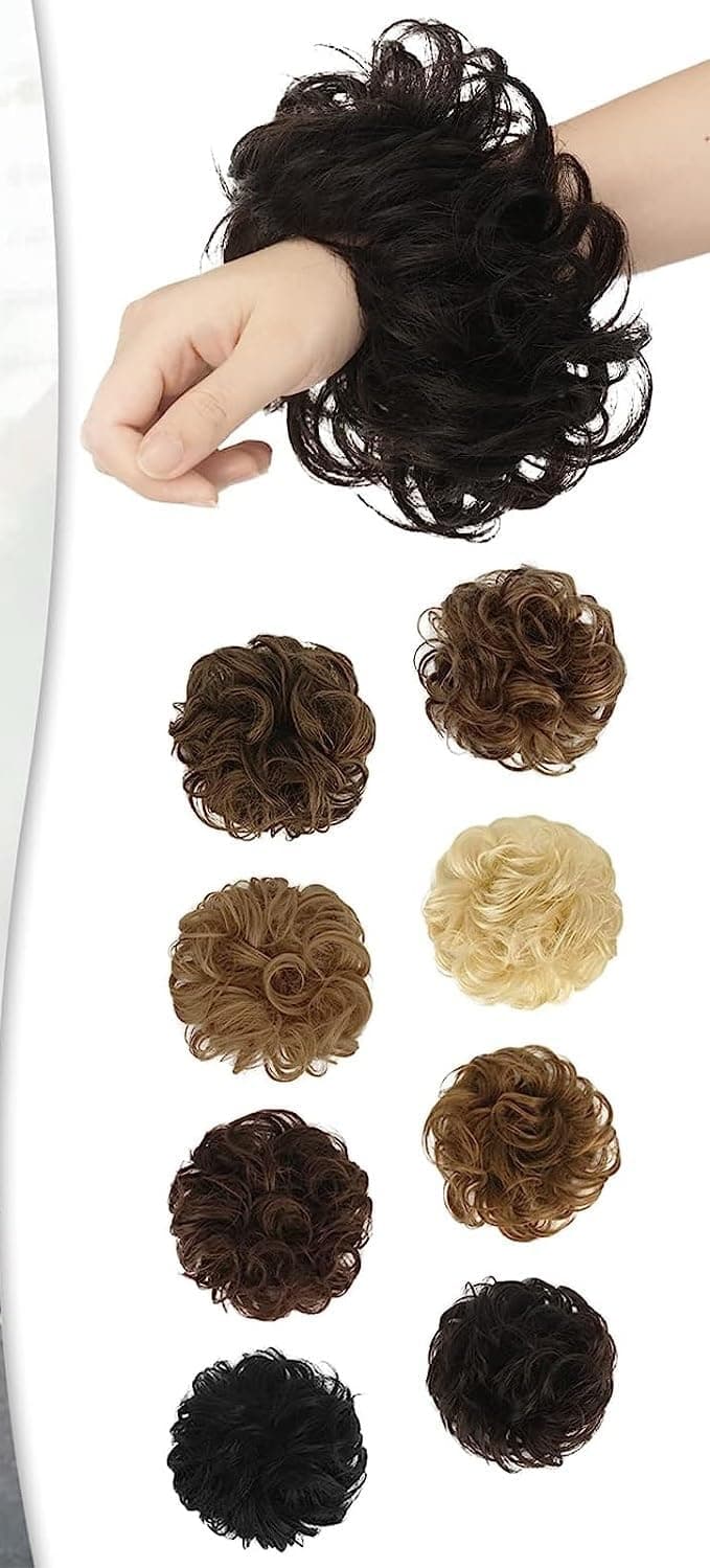 Untidy Bun Wig for Women Very Dark Brown