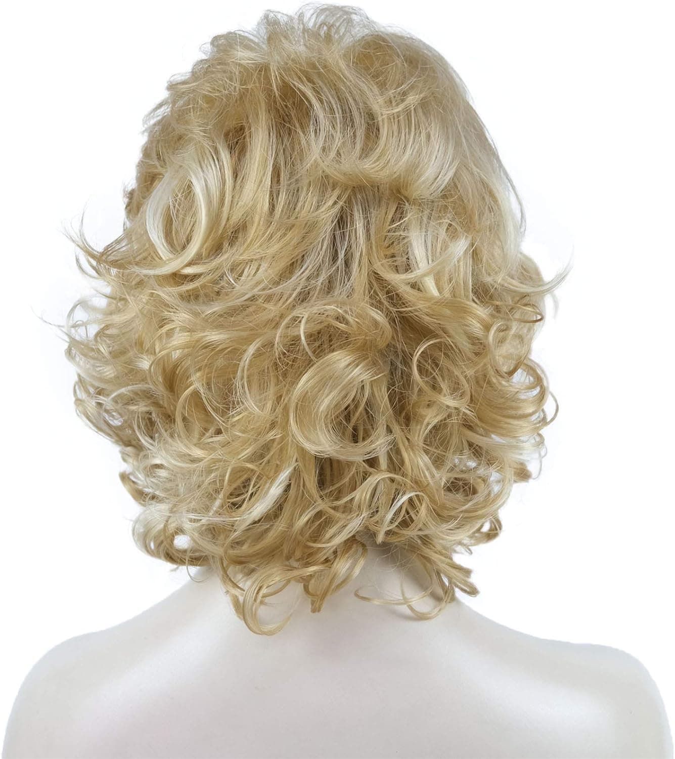 Short Curly Wigs for Women Synthetic Layered Wigs Soft Curly Blonde Wig