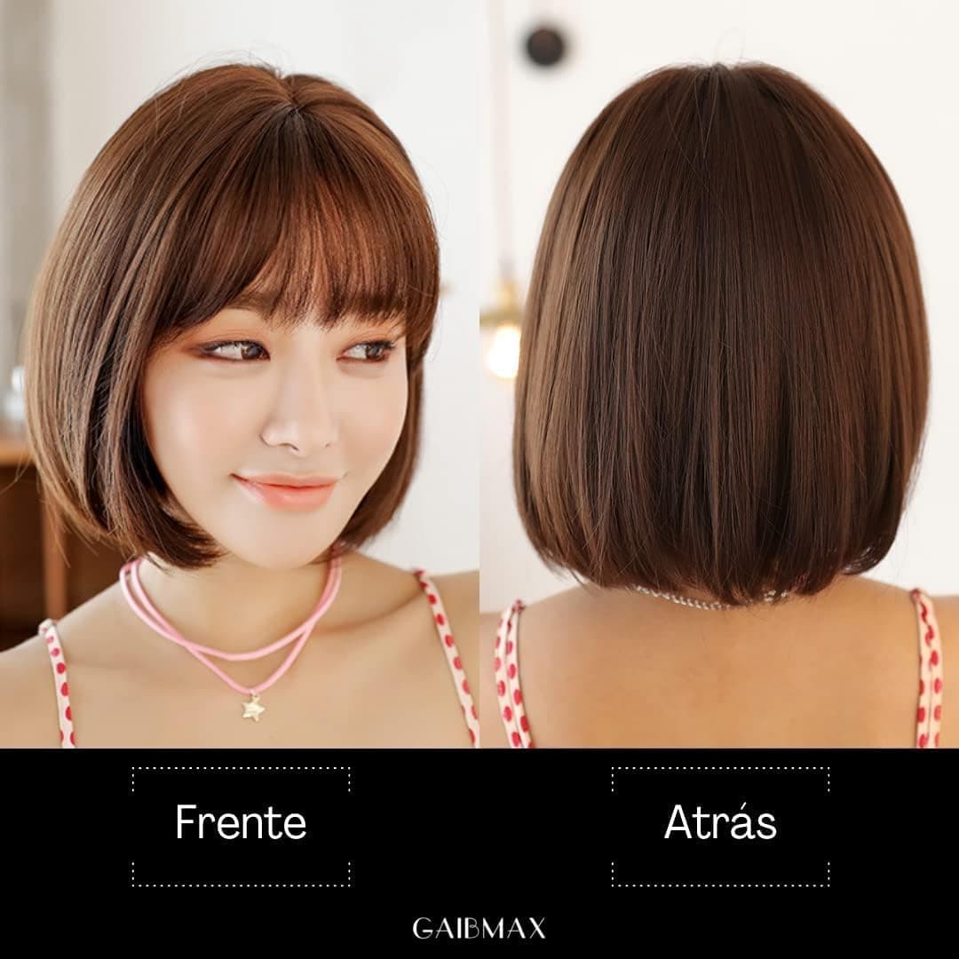 Short Brown Wig with Bangs Short Synthetic Hair Wigs for Women