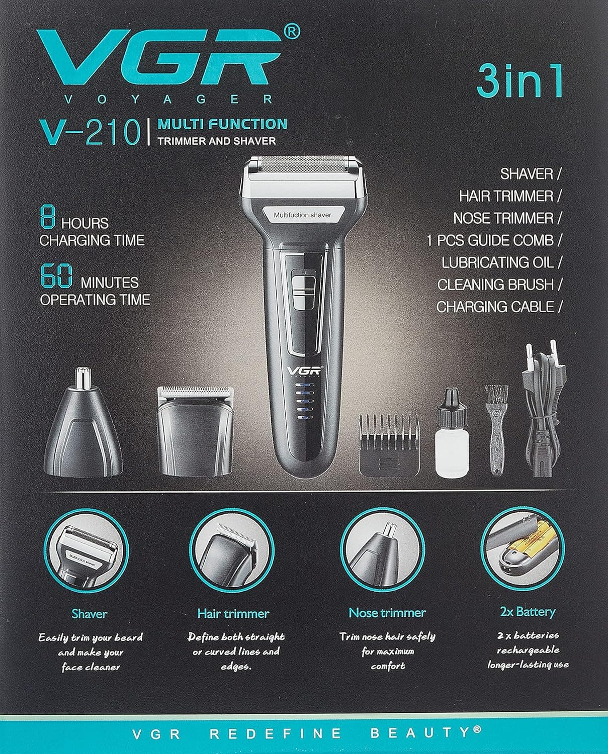 VGR V-210 Multi Function Trimmer and Shaver Multicolor